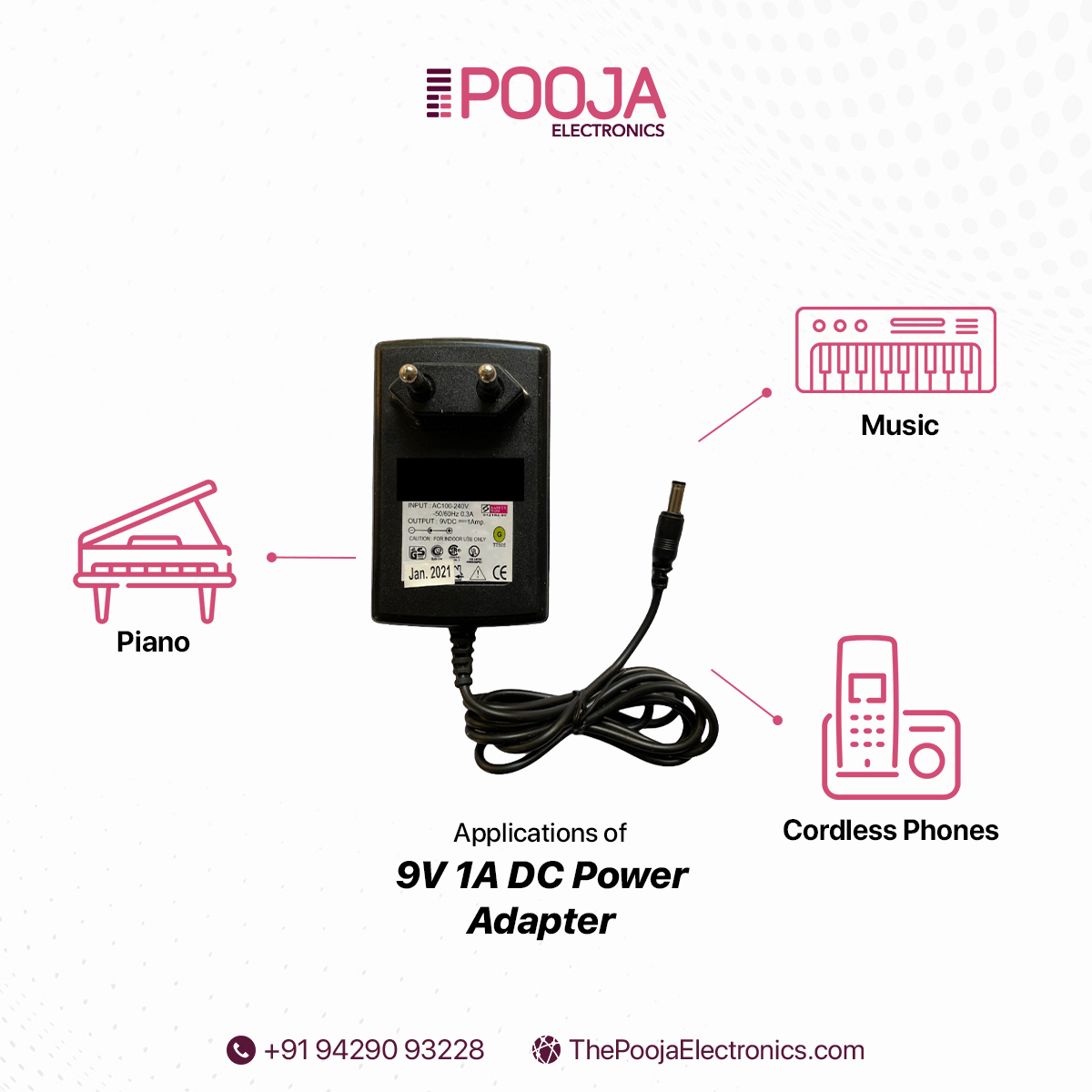 Efficient charging, every time. The 9V 1A DC Power adapter from Pooja Electronics ensures your devices stay powered up when you need them most.
.
#poojaelectronics #StayPowered #PowerUp #ReliableCharging #FastCharge #acremote #caraudioremote #TimeSavingSolution #supplier