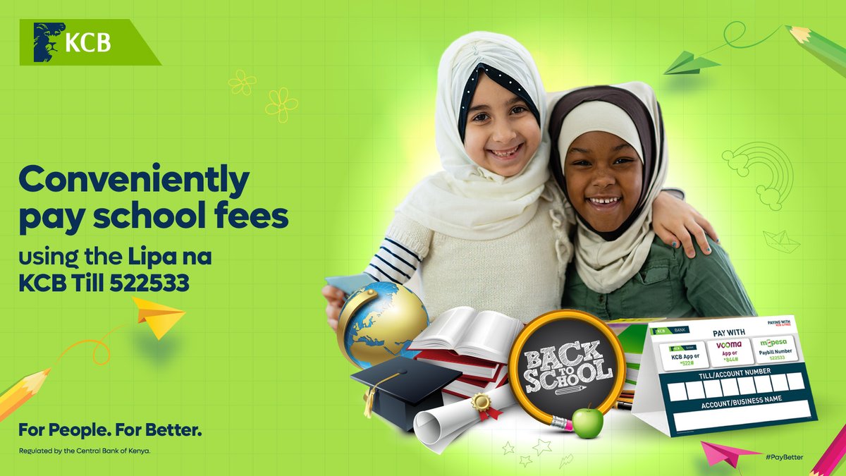 Kulipa school fees for your loved ones this back-to-school season ni simple & easy using the Lipa Na KCB Till. Click the link to find out how ke.kcbgroup.com/about-us/news-…

#PayBetter #ForPeopleForBetter #KCBNiYetu