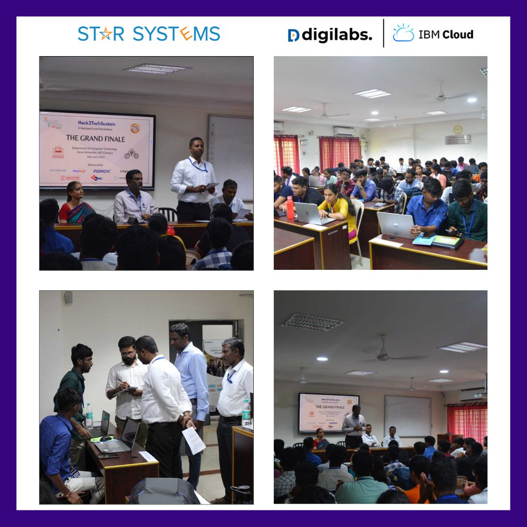 StarSystems and IBM Cloud - Digilabs are proud sponsors of the national-level hackathon, Hack2TechSustain, organized by the Department of Computer Technology at MIT Campus, Anna University.

Congratulations to the winning teams!

#Hackathon #AnnaUniversity #MITCampus #Awards