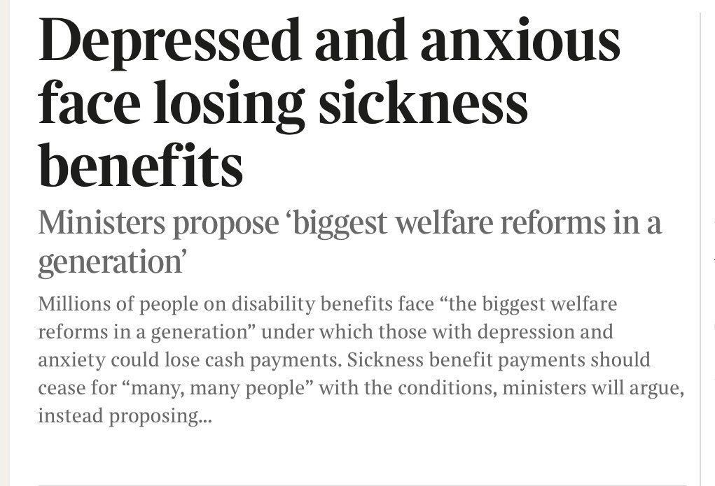 Subtly, this is an attempt to stoke culture war resentments. The idea being implied is that people with depression and anxiety are 'snowflakes'. The tories want a week long onslaught of op-eds from privately educated commentators who know little of economic adversity.