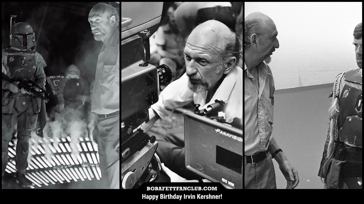 Remembering the birthday of the late Irvin Kershner today More info: bobafett.com/fettpedia/irvi… Set photos of the director of 'The Empire Strikes Back' archived by BFFC from left to right: Star Wars Insider #147, Ben Solo Ageros, and Disney+ #BobaFettFanClub #StarWars #DailyFett
