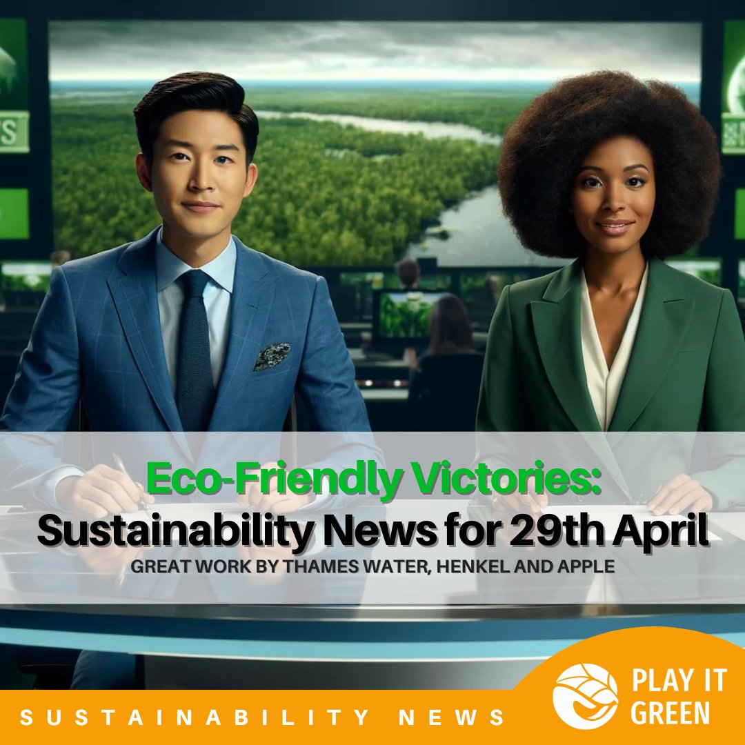 🌍 This week in sustainability: Read about initiatives from @Apple, @Henkel, and @thameswaterthat show fantastic steps towards a more sustainable future. More: playitgreen.com/eco-friendly-v… #Sustainability #EcoFriendly #GreenTech #SustainabilityNews #BeTheChange #PlayItGreen #SDGs