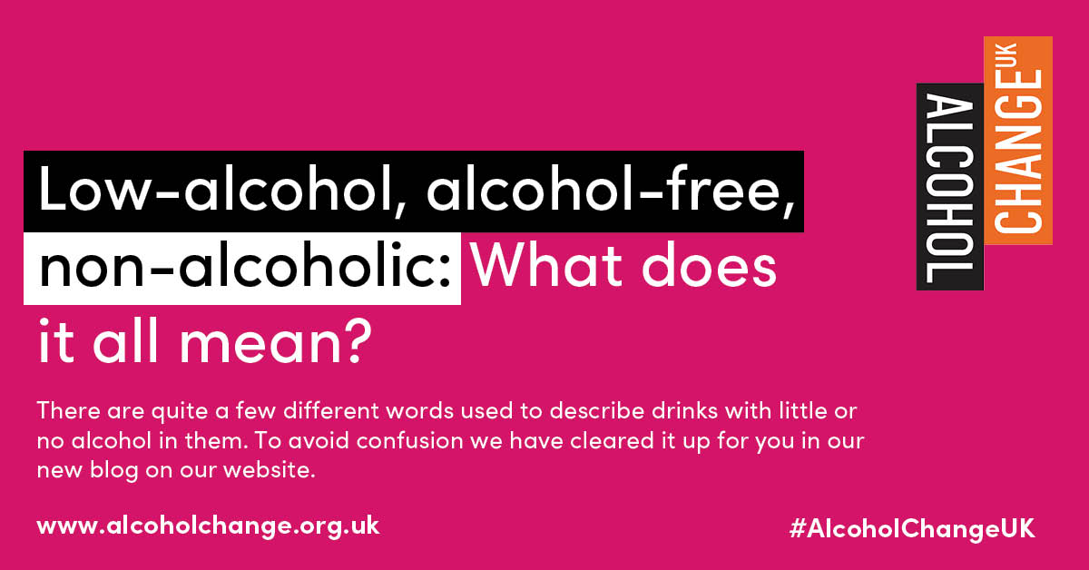 Low-alcohol, alcohol-free, non-alcoholic: What does it all mean? There are quite a few different words used to describe drinks with little or no alcohol in them. 

To avoid confusion we have cleared it up for you in this blog: alcoholchange.org.uk/blog/low-alcoh…