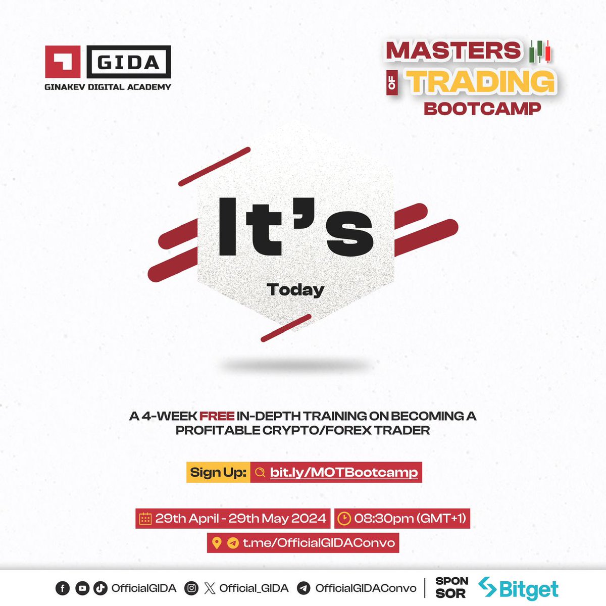 It's finally here everyone!!! 🤩🔥 Our #MastersOfTrading bootcamp kicks off TODAY, we hope you are ready? Get pumped as we learn more about Crypto and Forex Trading in a month and it's for FREE Registration closes by 6:00pm tonight. Yet to sign-up? Tap ⤵️⤵️…