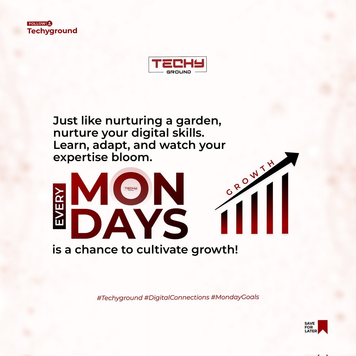 EMBRACE MONDAY'S AS YOUR OPPORTUNITY TO CULTIVATE GROWTH 📈 💯 
Plant the seeds of knowledge, water them with learning, and watch your digital skills flourish. 🌱 💥 🌺

#TechyGround #digitalconnection #monday  #ghl #gohighlevel #clickfunnels #wizkid #Fuel #davido #bybit