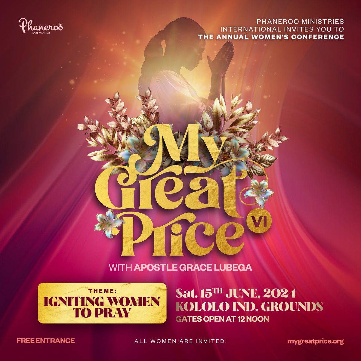 When women pray, the realms respond: strongholds are broken, circumstances are changed, healing takes place, and miracles happen to the glory of God. Prayer changes things! Phaneroo Ministries International invites all women to the Annual Women's conference, My Great Price VI,…