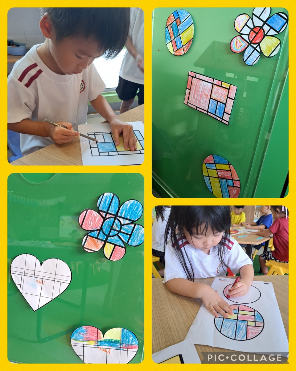 After learning about primary colours, in @IEYC, we explored the work of artist Pier Mondrian, known for his use of squares, rectangles, and primary colours. We engaged in a fun competition to assemble Mondrian-style puzzles crafted artwork inspired by his unique style!