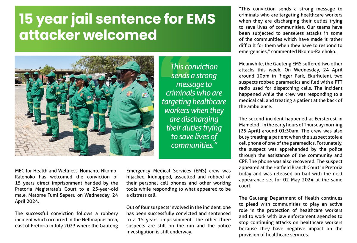 15 year jail sentence for EMS attacker welcomed #StopParamedicAttacks