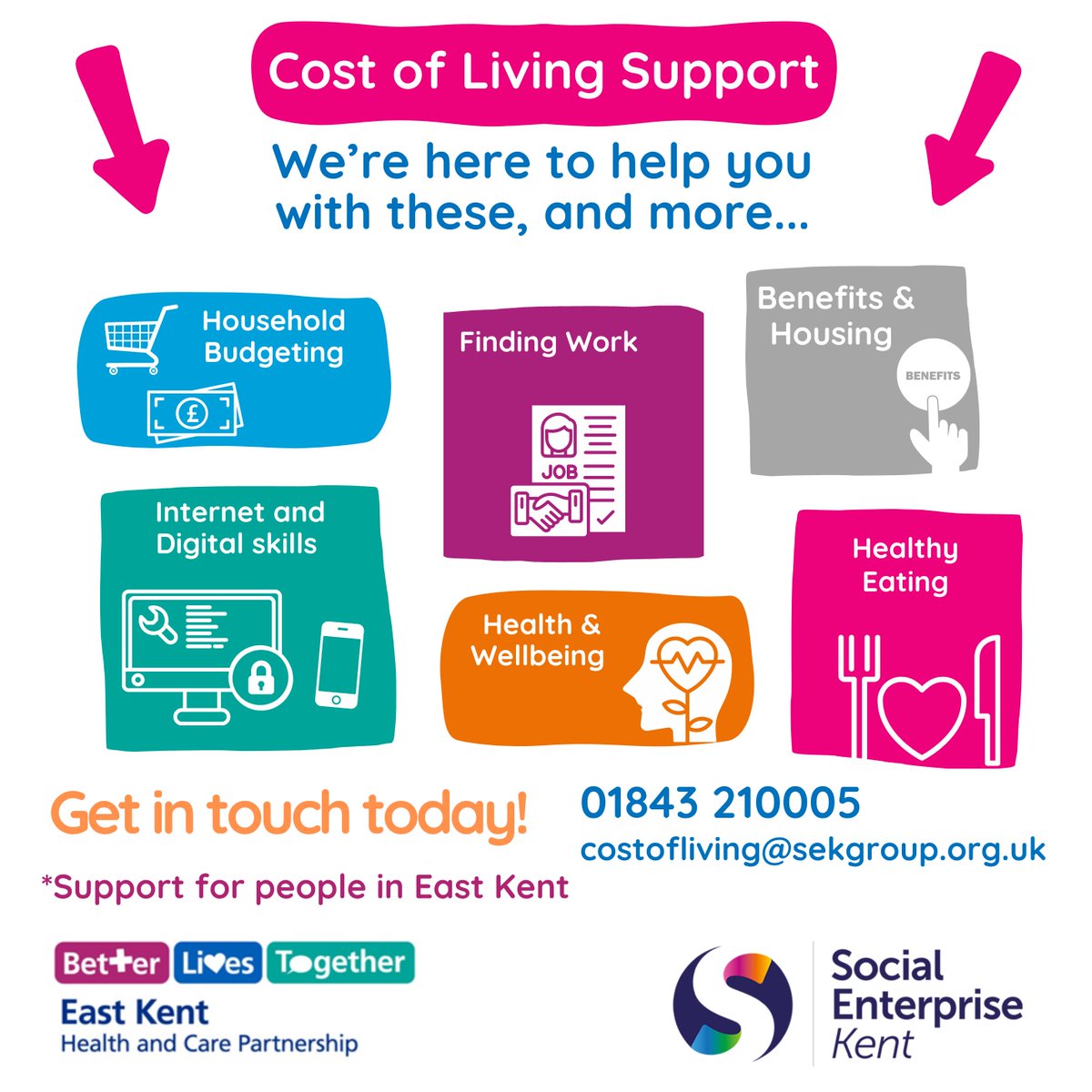 Facing challenges due to rising living costs? Our Community Connectors are here to help! From budgeting to job search, digital skills to health, we can offer you free personalised support. #costofliving *for anyone in East Kent call 01843 210005