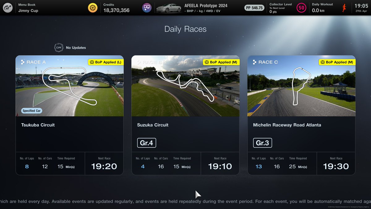 New Daily Races - 29.04.2024

#GT7