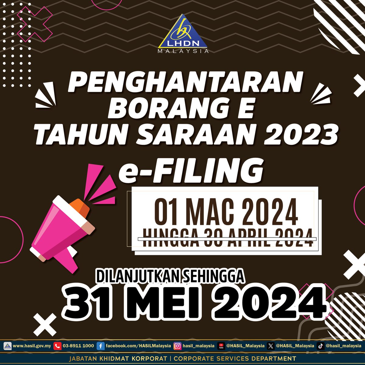 Peringatan Mesra Pelanjutan Tarikh Akhir Penghantaran Borang E 2023 #lhdnm #lhdn #HASiL #eduzoneHASiL