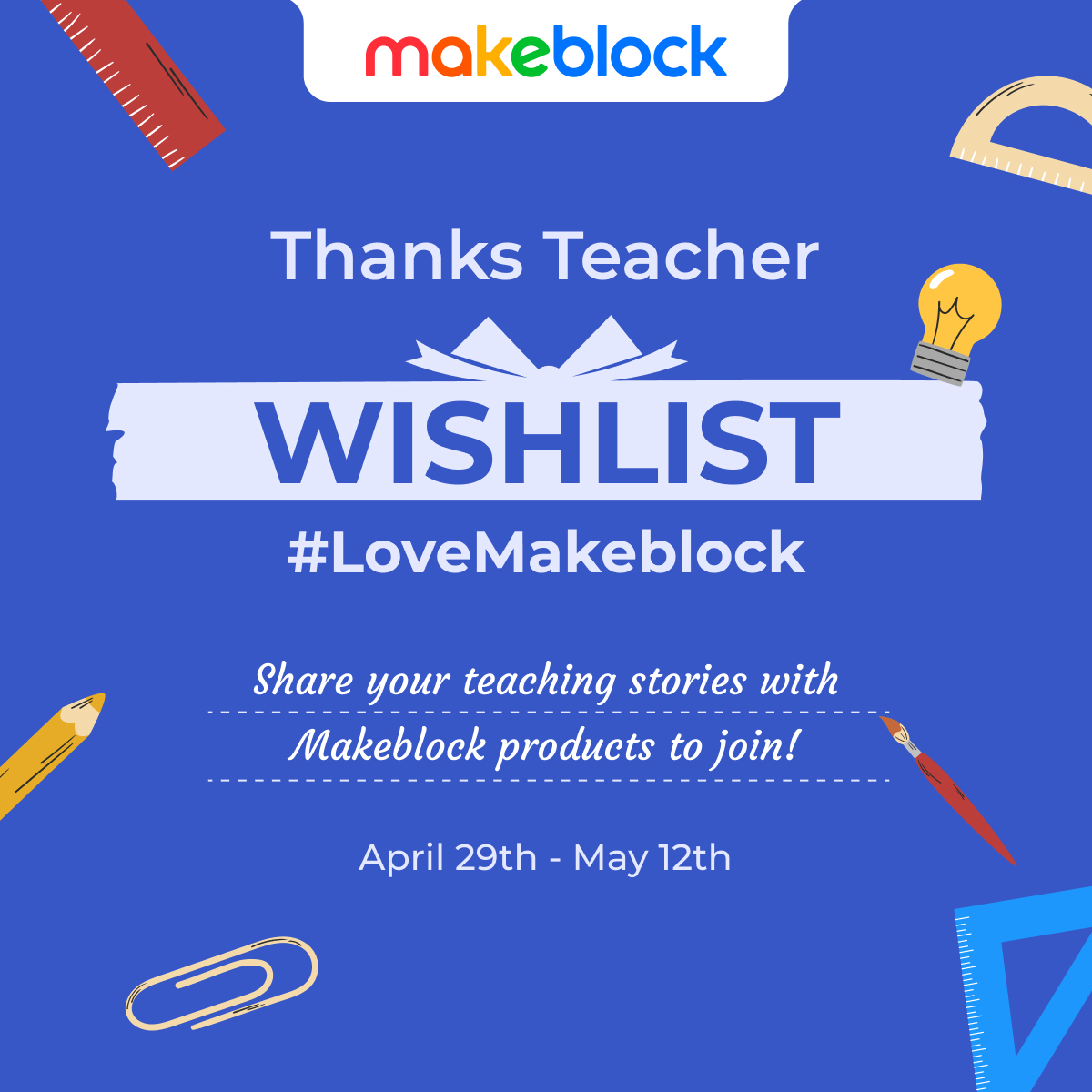 💙Thanks Teacher, Love Makeblock! Teacher Appreciation Week is coming. Publicly share your teaching stories of photos or videos with Makeblock products using the hashtag #LoveMakeblock to win!😍🧡 Learn more: bit.ly/3JFuun8 #Makeblock #TKSTeacher #TeacherAppreciationWeek