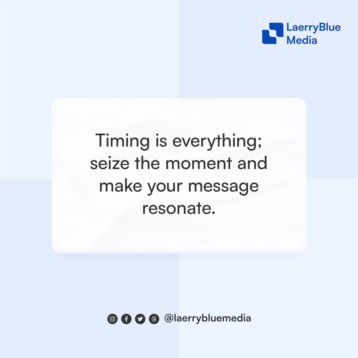 Getting the timing right is key in communication. 

When you share your message at the right moment, it has a bigger impact.

 Stay alert to opportunities and make sure your message connects with people when it matters most.

#PublicRelation #communication