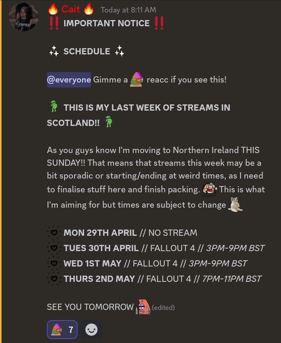 lil update on the stream schedule for this week 🥹