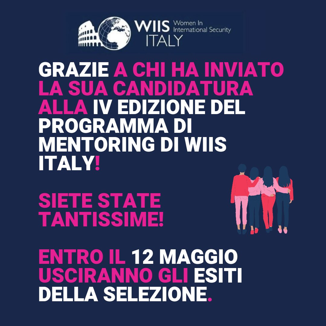 🫂 Grazie a tutte per aver inviato la vostra candidatura alla IV edizione del Programma di #Mentoring di #WIISItaly! 🙏🏻 📆 Entro il 12 maggio saranno comunicati gli esiti della selezione e l'abbinamento #mentees-#mentori 🤩 Non vediamo l'ora di conoscervi! #GlobalWomenLeaders