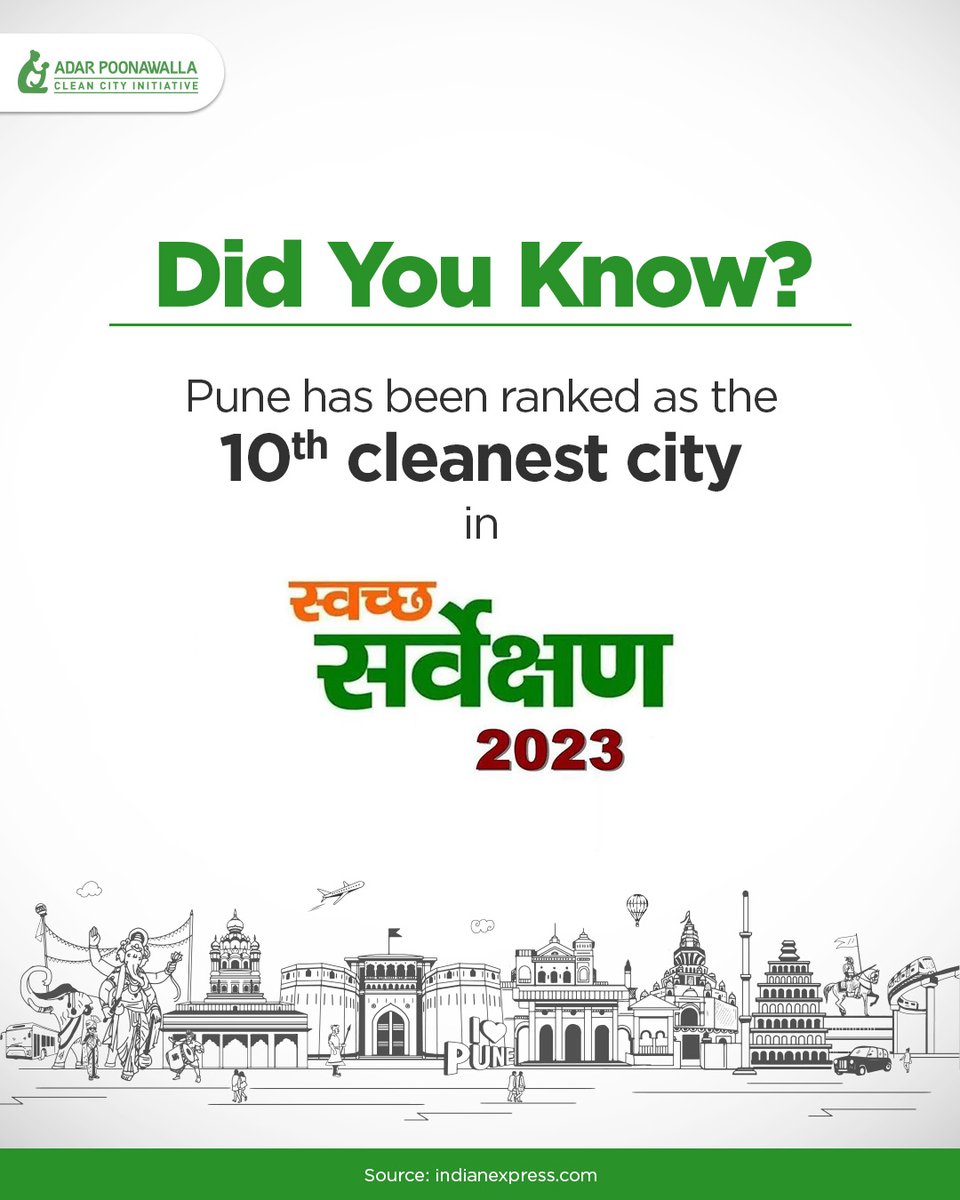 It's ecstatic to see efforts being paid with recognition. Pune has secured 10th rank in the Swachh Sarvekshan Survey and aims to achieve a higher place with the collective efforts of team APCCI and the citizens in the coming years. #APCCI #wastemanagement #waste #littering