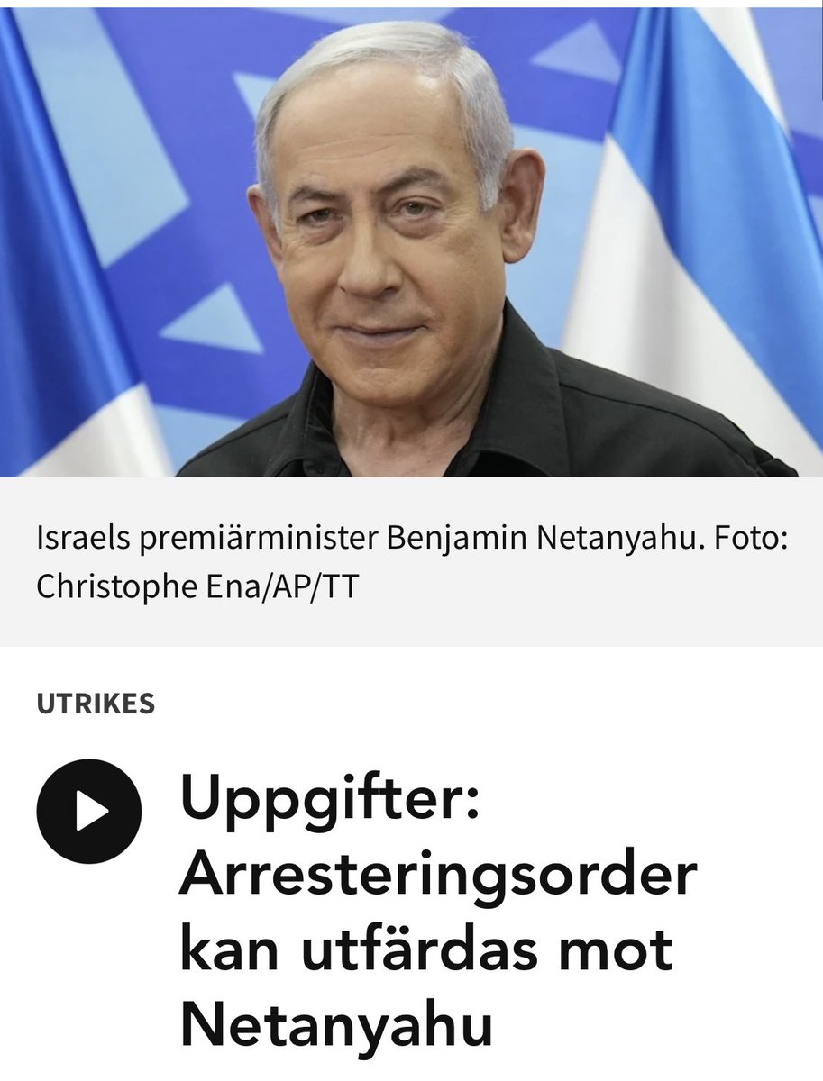 Det måste vara möjligt att kritisera den israeliska regimens krigföring och samtidigt hålla gränsen mot antisemitism. Enligt uppgifter planerar Internationella brottmålsdomstolen (ICC) att utfärda en arresteringsorder mot Netanyahu sverigesradio.se/artikel/uppgif…