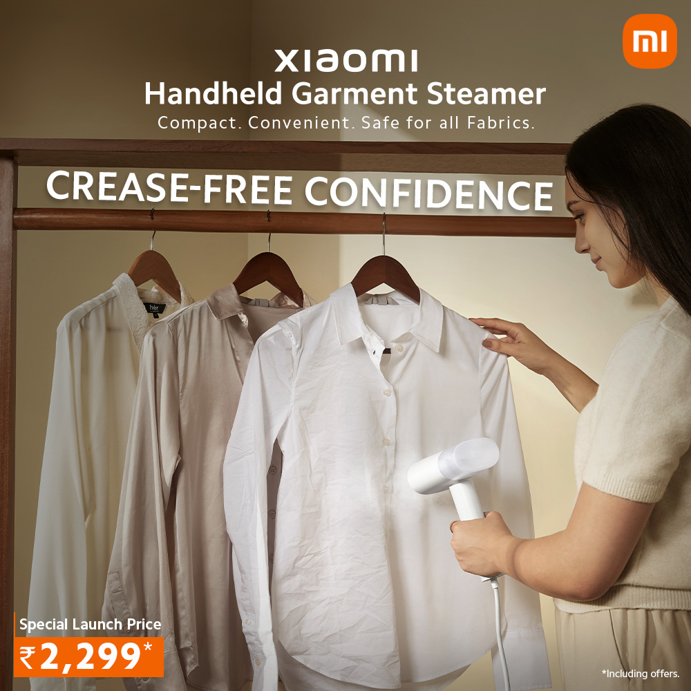 Make every outfit look flawless! The all-new #XiaomiGarmentSteamer is the ultimate solution for wrinkle-free clothes. Early access live on mi.com! Buy now at a launch price of ₹2,299*. 🛒 bit.ly/XiaomiGarmentS…