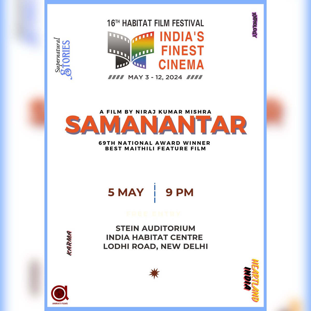 This Sunday, 5th May, 9PM, Stein Auditorium, India Habitat Centre, New Delhi! 🎙️🌟 See you Delhi. 😇❤️

#aniratifilms @SAMANANTAR_TP @NavbharatTimes @ThePrintIndia #indiahabitatcentre @PTI_News 
.
.
.
.
.
.
.
.
.
.
#habitatfilmfestival #delhi #maithilicinema #bihar #mithlanchal