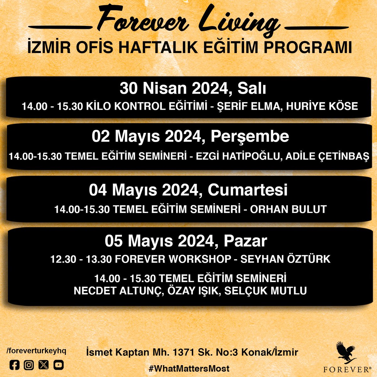 Forever Living İzmir Ofis Haftalık Eğitim Programı

#ForeverProud