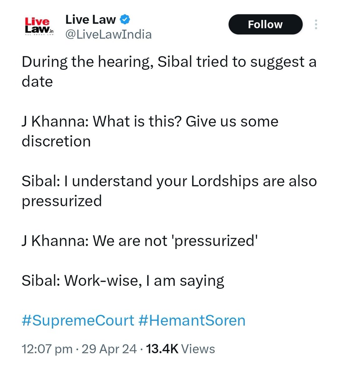 Gems of Supreme Court 😹😹
J Khanna - 0       Sibal - 1