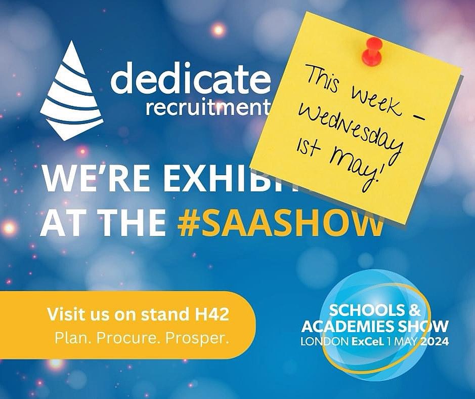 Join us at The @SAA_Show, this Wednesday 1st May - we'll be there to help with your support staff recruitment needs or to discuss your own career path!

#recruitment #education #london #SAASHOW #FanSAAStic