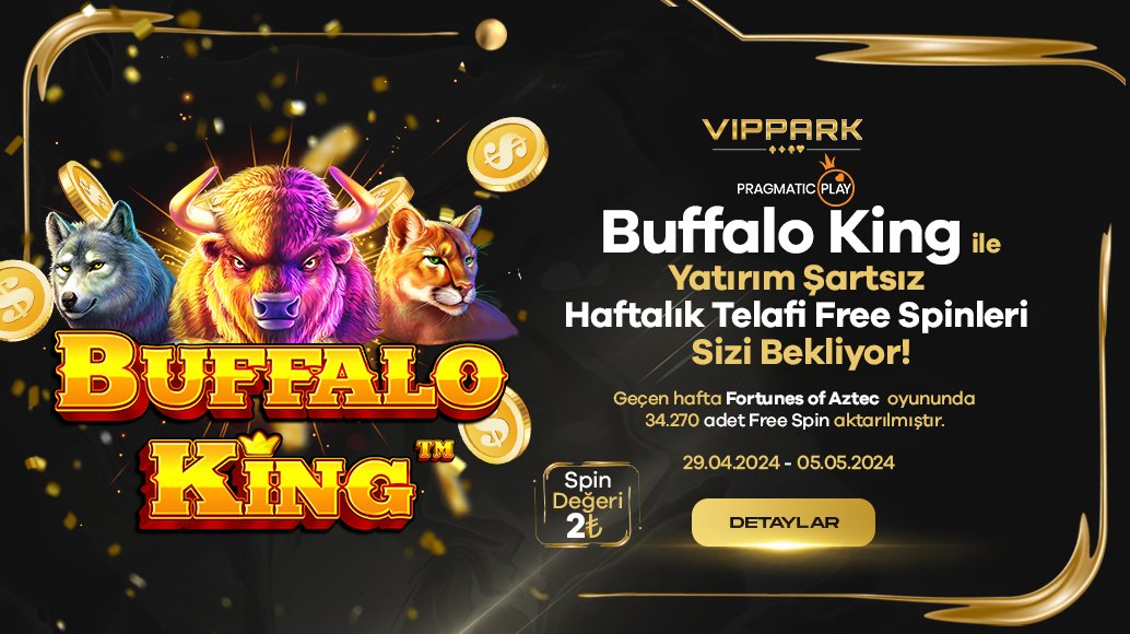 🎰 Pragmatic Play Sağlayıcısının Bufalo King Oyunu ile Yatırım Şartsız Haftalık Telafi Free Spinleri Sizi Bekliyor! 🎁 29 Nisan - 05 Mayıs tarihleri arasında Bufalo King oyununda geçerlidir. kisalt.gg/viptwt 👑 CASINO’DA FARK VIPPARK!