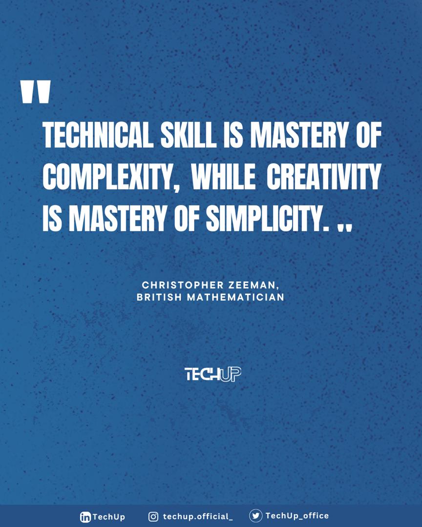 Embrace the art of mastering complexity with technical skill, and unlock the beauty of simplicity through creativity.

#Techmastery #creativityinnovation #skills #techup #tech