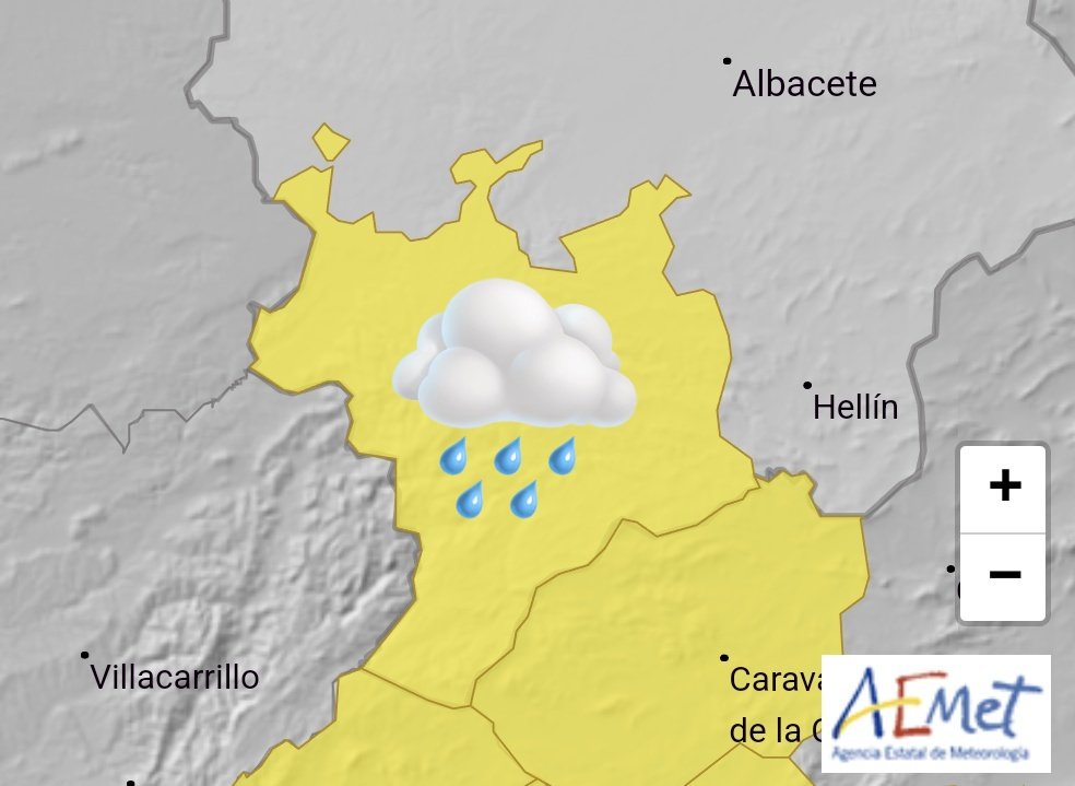 ⚠️AVISOS HOY 29 de abril: 🟨🌧️AVISO AMARILLO por LLUVIAS (15mm en 1 hora) entre las 12:00h y 21:00h en las sierras de Alcaraz y Segura. #FMA #Lluvias #Tormentas #Albacete #meteoAB