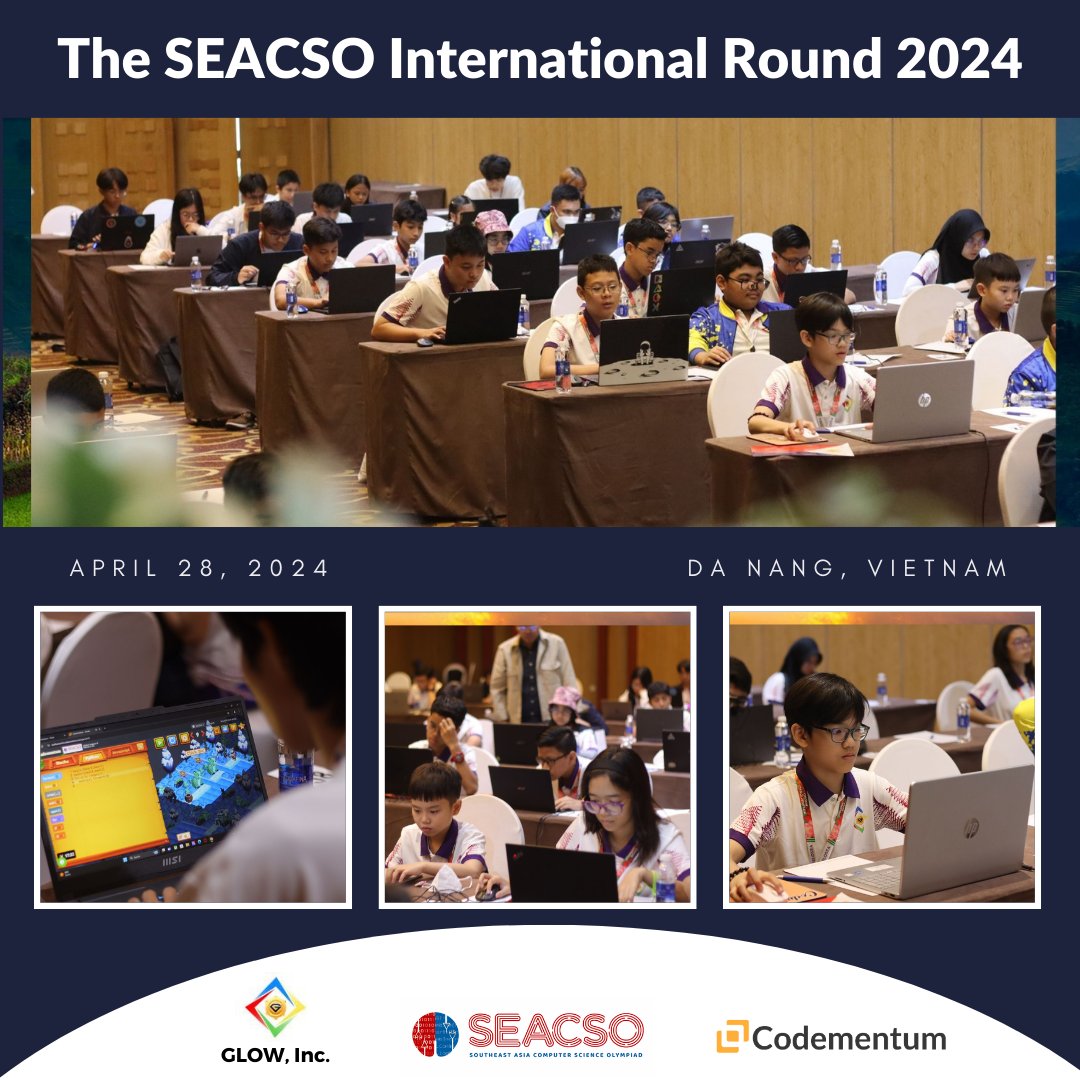 The SEACSO International Round 2024 has been successfully completed. 🚀 

SEACSO 👉 #Southeast #Asia #Computer #Science #Olympiad 

#stem #STEMeducation #coding #codingforkids #Python #javascript #blockcoding #computerscience #challenge #kids

@codeorg @CSforALL @csteachersorg