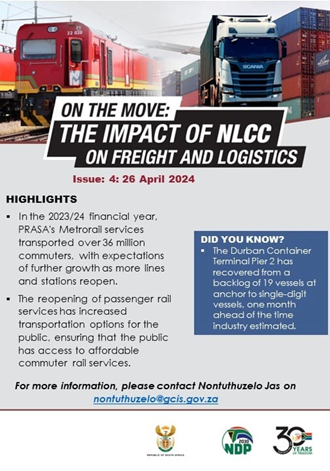 On the move: The impact of #NLCC on freight and logistics. The reopening of passenger rail services has increased transportation options for the public ensuring that the public has access to affordable commuter trail service @GCISGauteng @GCIS_IRC @GovernmentZA