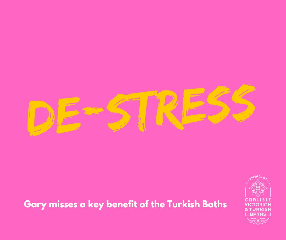 At the end of #StressAwarenessMonth, Gary's one word for the beneficial effects of a visit to Carlisle's beautiful Turkish Baths says it all. We're all missing that much needed time out to unwind 😢 #ReopenCarlisleBaths #stressrelief #relaxation #health #wellbeing