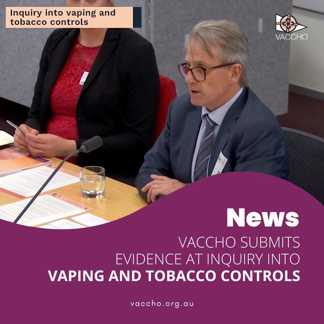 VACCHO Acting CEO and proud Gumbaynggirr man Jim O’Shea submitted evidence at the Parliament of Victoria’s inquiry into vaping and tobacco controls in Melbourne today. Read full news story here > buff.ly/4djlBgB #VACCHO #LatestNews #VapingControls #TobaccoControls