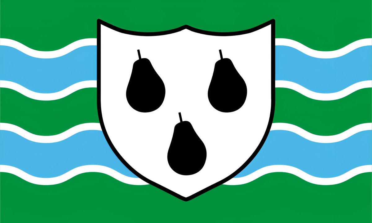The flag of #Worcestershire was registered in 2013.

The flag features three of the county’s famed black pears.

The seventeenth century poet Michael Drayton asserted was the emblem borne by men from the county at the Battle of Agincourt.

🇬🇧 #HistoricCounties | #CountyFlags 🏴󠁧󠁢󠁥󠁮󠁧󠁿