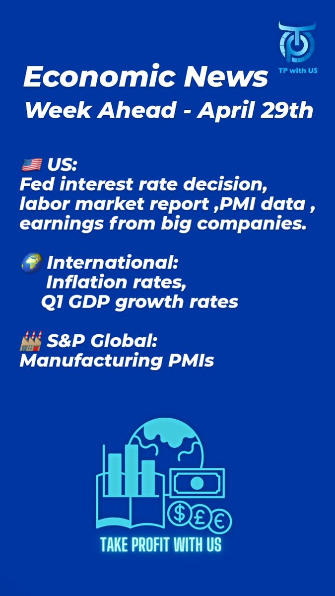 Week Ahead - April 29th 
#Internacionales

#Earnings season will reach its zenith with reports from heavyweight #Amazon, #Eli_Lilly, #CocaCola, #McDonald's, #Mastercard, #Qualcomm, #Pfizer, #ADP, #Apple, #ConocoPhillips, #Amgen, #Booking, and #Cigna.