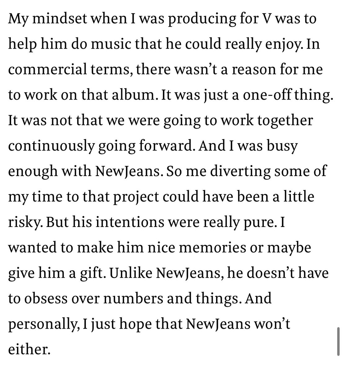 Min heejin said in a interview that Taehyung intention were pure. And she made layover as a nice memory or as a gift for him. And Taehyung doesn't obsess over numbers. We're glad that we got layover 💗