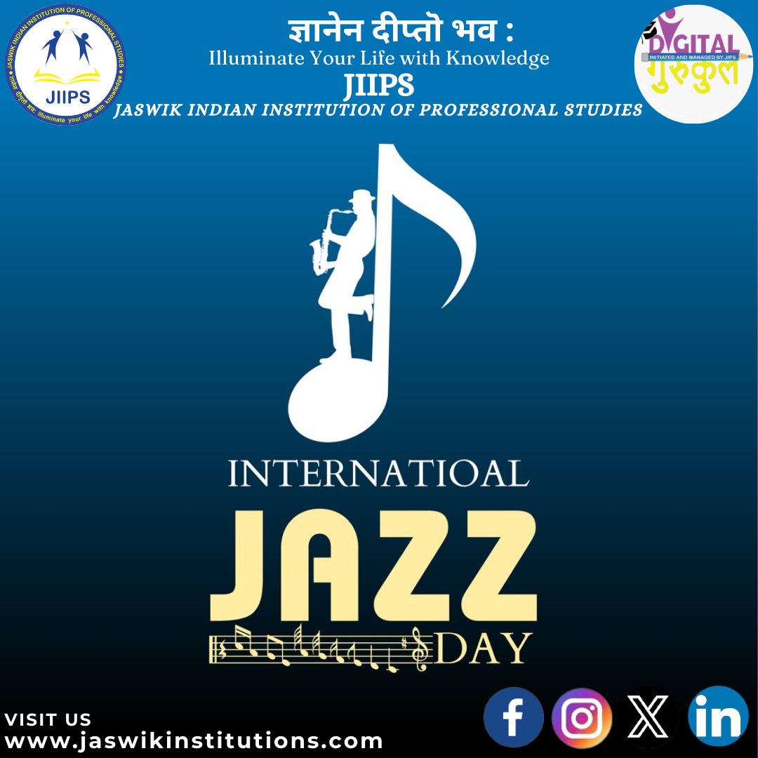 International Jazz Day, celebrated on April 30, promotes jazz as a cultural bridge for peace and unity with global concerts and educational events. #jaswikindianinstitutionofprofessionalstudies #InternationalJazzDay #JazzDay #JazzMusic #JazzLovers #MusicForPeace #JazzFestival