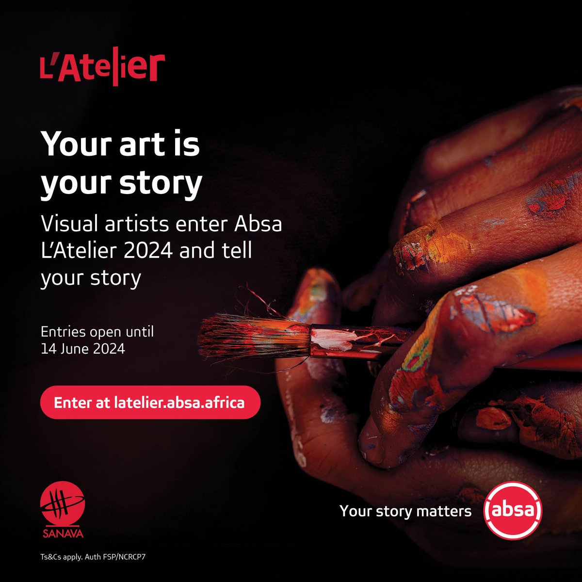 ✨Ready to elevate your artistry?
Absa L’Atelier 2024 is now open for entries!
Whether you're a painter, sculptor, or photographer, this is your chance to shine on a global stage.

Entries open until 14 June 2024

latelier.absa.africa/the-competitio…

#AbsaLatelier #YourStoryMatters