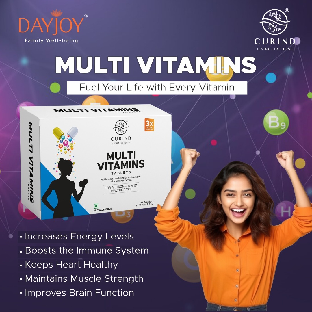 Elevate your health with DAYJOY’s MULTIVITAMINS Packed with essential nutrients, our Multi Vitamins tablets are a powerhouse of energy that charges up your day.💊 

#Dayjoy #Curind #MultiVitamins #HealthBoost #StayEnergized #VitaminVictory #VitalityVibes #NutritionNinja
📷