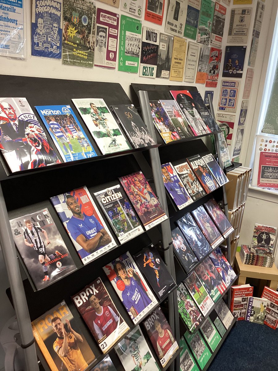 Bathgate football programmes shop open today 10.00-1.00.