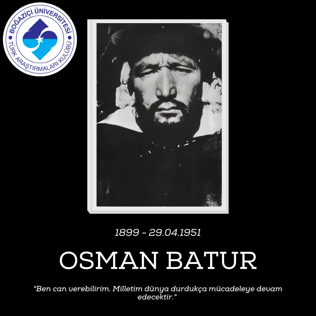 Doğu Türkistan milli bağımsızlık hareketinin lideri şehit Osman Batur'u şehadet yıl dönümünde rahmet ve minnetle anıyoruz.