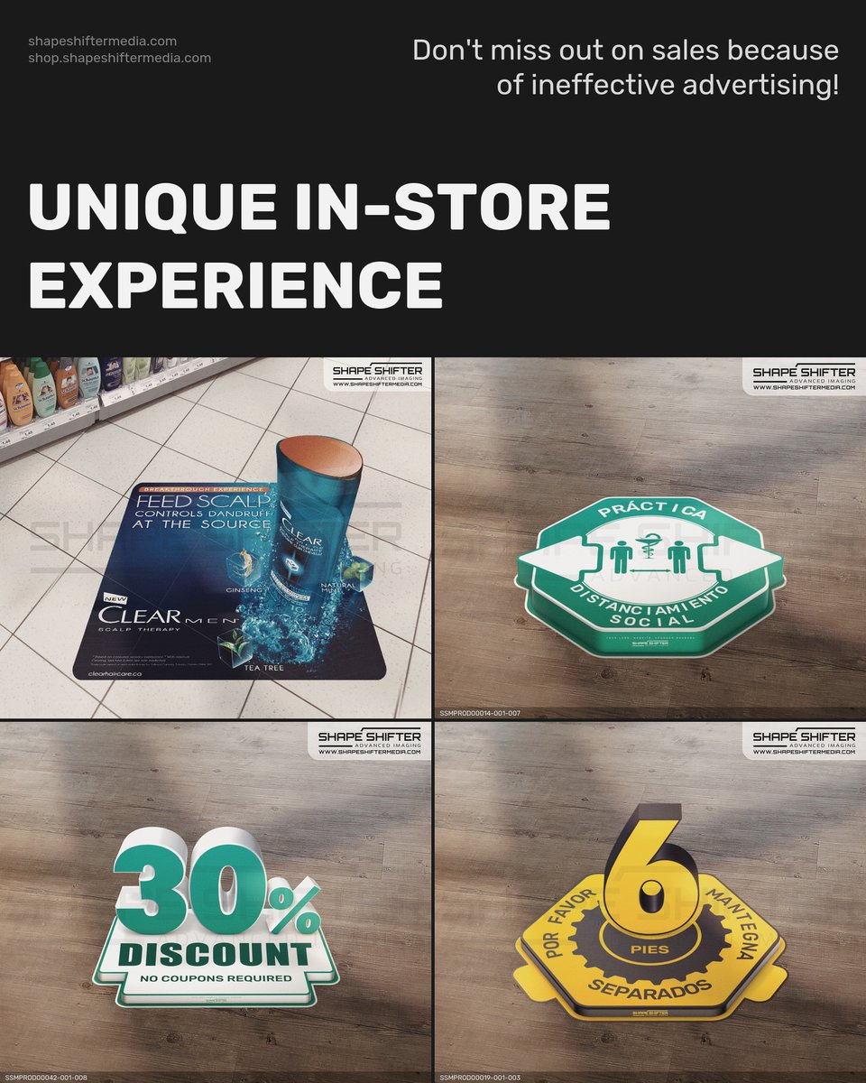 shapeshiftergfx's tweet image. ssm.li Create a memorable experience for your customers with 3D floor advertising. Get noticed and leave a lasting impression. #floorvinyl #physicalretail #instorevisibility #markdowns #flooradvertisement #sidewalkchalk #retailmanagement #instoreactivation #cybe
