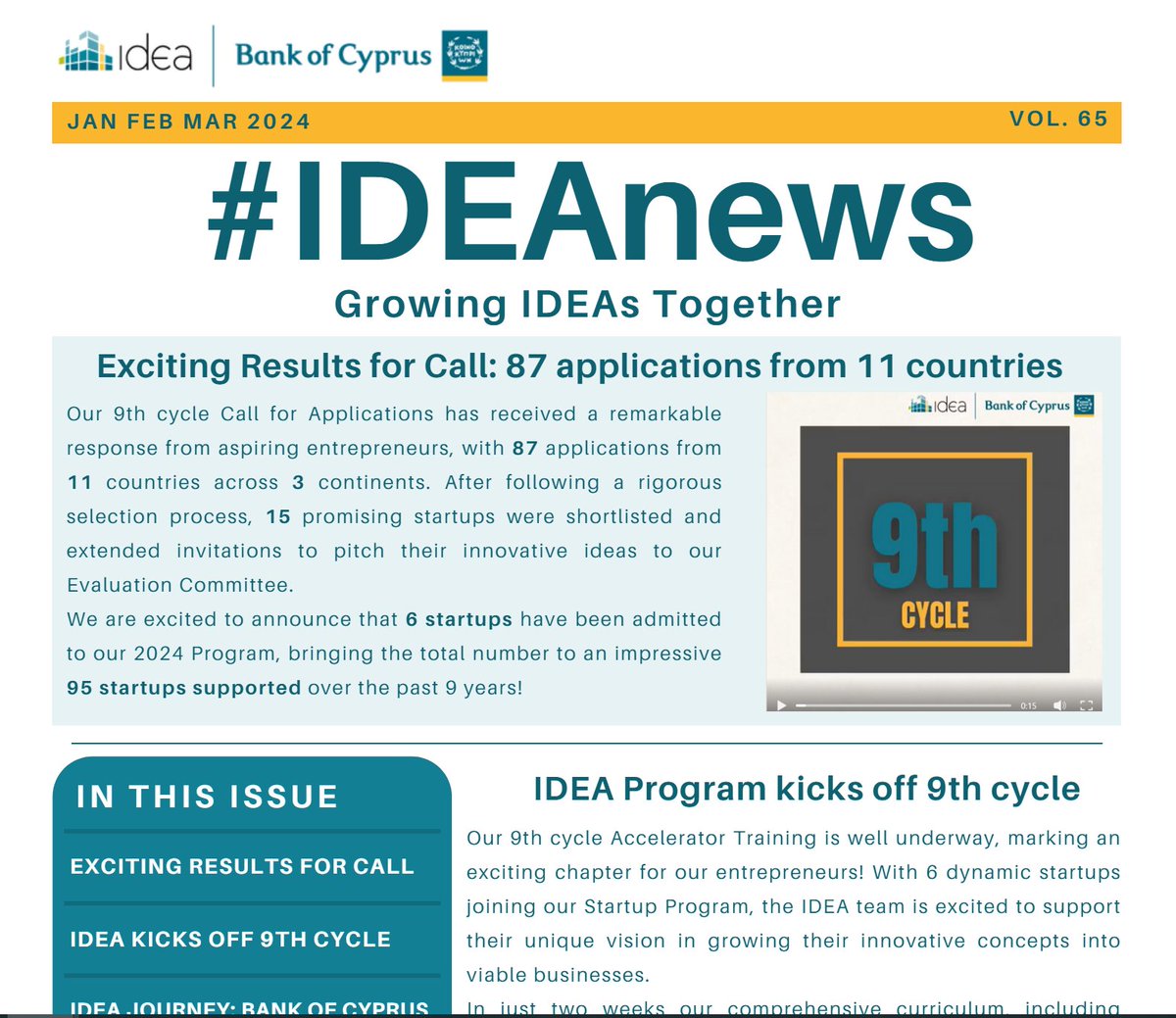 📢 #IDEAnews vol. 65 is released!

Get updated on the latest achievements and developments within our #IDEAcommunity. A quick read, packed with exciting news for our thriving entrepreneurial ecosystem!

Read it here 🔗 ideacy.net/globalassets/i…

#Newsletter #IDEAnews #IDEACommunity