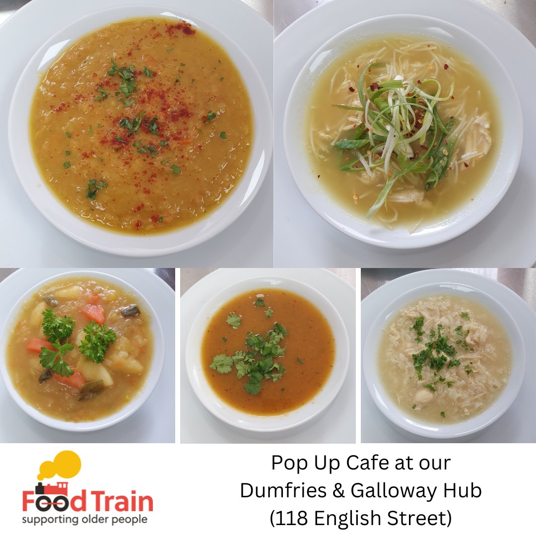 'Leek and potato was yummy with a roast beef roll and my decaf tea for only £5.' Great review from William! Our new cook Maggie was a busy bee last week, cooking up a storm with these delicious soups for our Pop Up Cafe at the Dumfries & Galloway Hub. They all look so good!