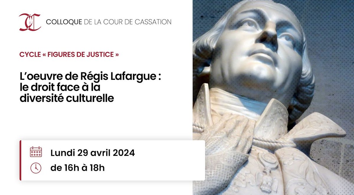 🔴 [Prochain direct] à 16h : 'L’œuvre de Régis Lafargue : le droit face à la diversité culturelle' (Cycle « Figures de justice »).