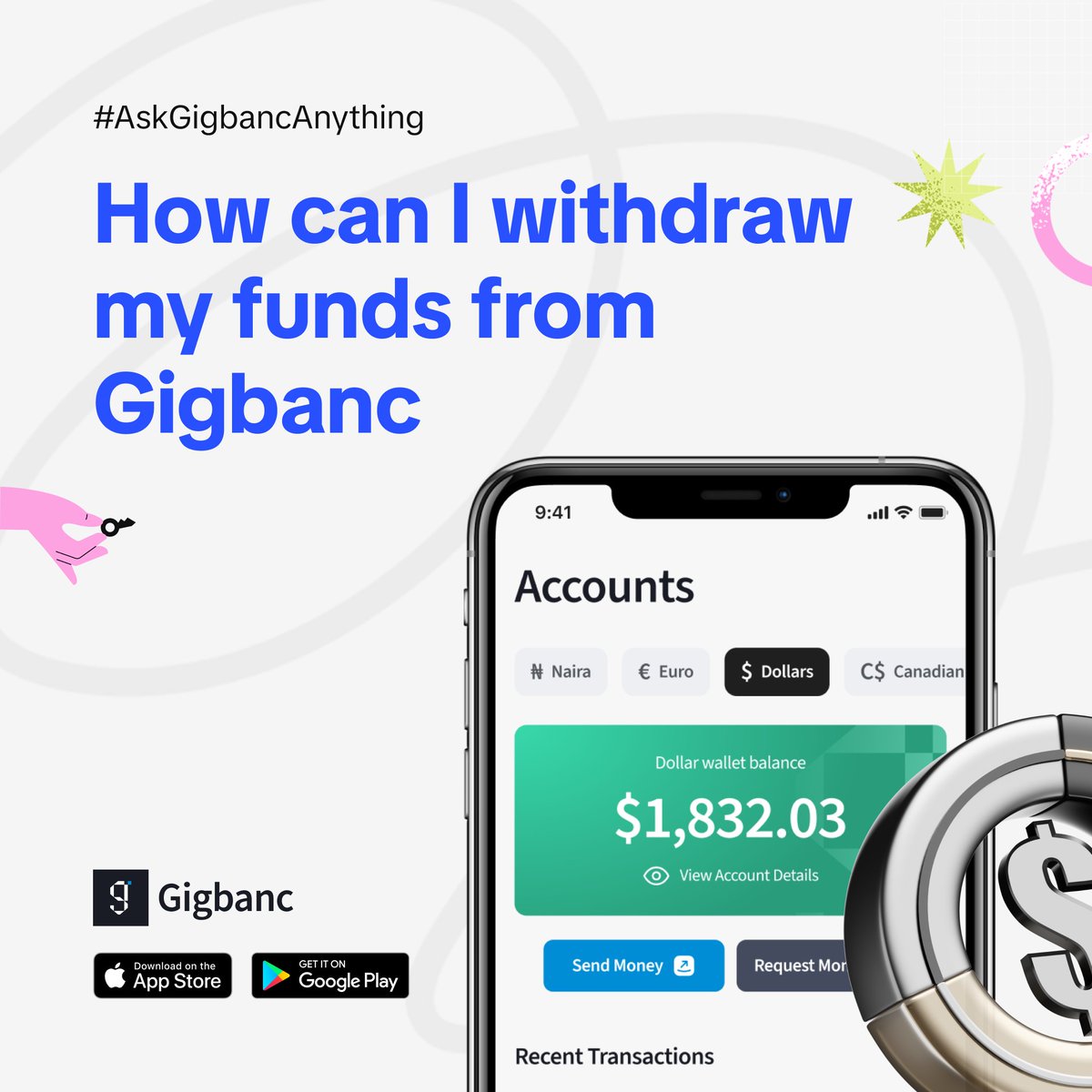 Hi #Gigstars   
Funding your Gigbanc wallet is super easy.  

Please follow these steps: 
✅ Log into the app 
✅ On the home screen, select ‘send money’ 
✅ Select your preferred option 
✅ Follow the prompts on any of the options you choose.  

And you’re good to go.👌