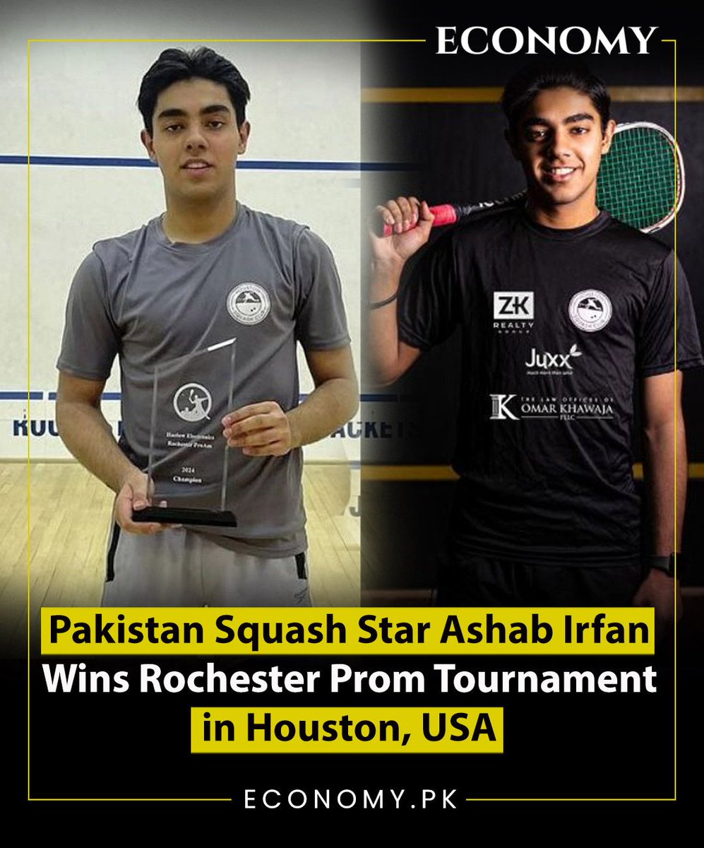 Pakistan's squash sensation, Ashab Irfan, clinched the prestigious Rochester Prom Tournament title in the United States, securing a prize purse of $9,000.