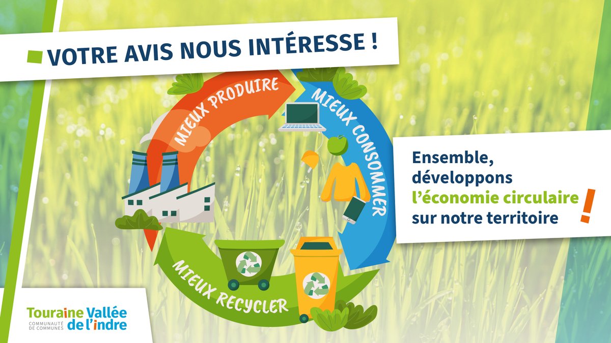📣 Habitants, associations, élus, ou acteurs économiques, répondez à un questionnaire sur l’économie circulaire ! 
🎯L’objectif ? Connaître vos habitudes et suggestions pour mettre en place l’économie circulaire sur le territoire
🔗comcomtvi.fr/votre-avis-nou…