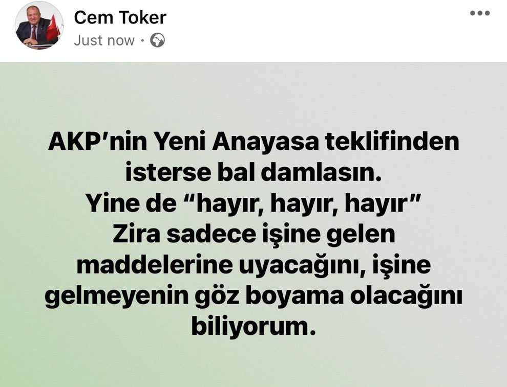 Altına imzamı atıyorum. AKP’nin Yeni Anayasa teklifine şimdiden HAYIR HAYIR HAYIR HAYIR !!!!