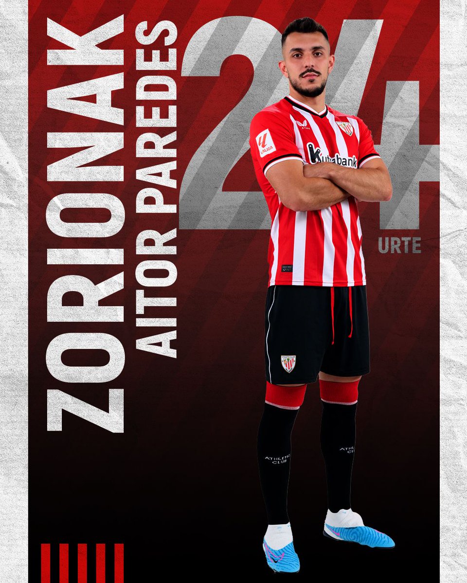 🧱 Gaur Aitor Paredesen urtebetetze eguna da! Gure atzelariak 2⃣4⃣ urte bete ditu. ❤ Zorionak, @paredesaitor4! #AthleticClub 🦁